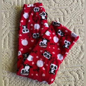 Cute Red Pajama Bottoms with Panda Print
